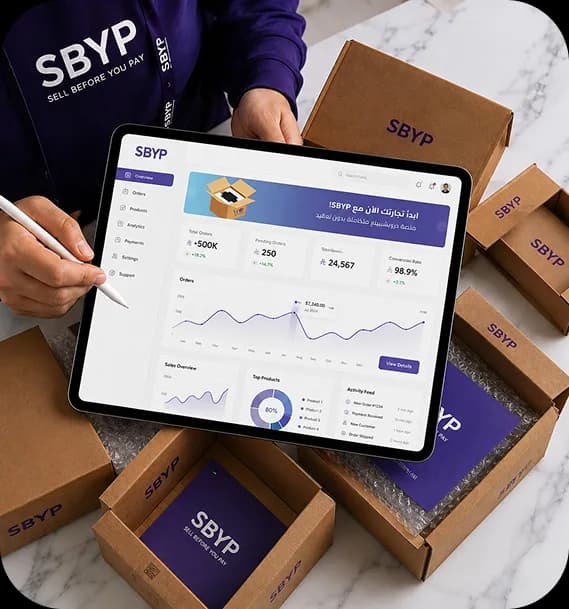 تاجر يستخدم أدوات التوريد واللوجستيات في سبايب